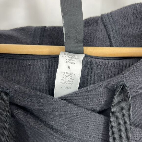 Athleta Cabana Tunic Size Medium Black Short Sleeve Relaxed Pullover Hoodie Knit - Picture 5 of 8